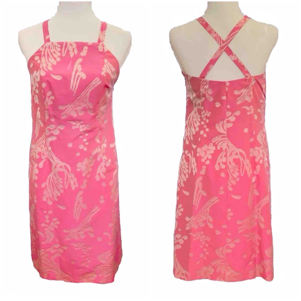 VINTAGE CHRISTIAN LACROIX pink silk cotton floral print sleeveless dress